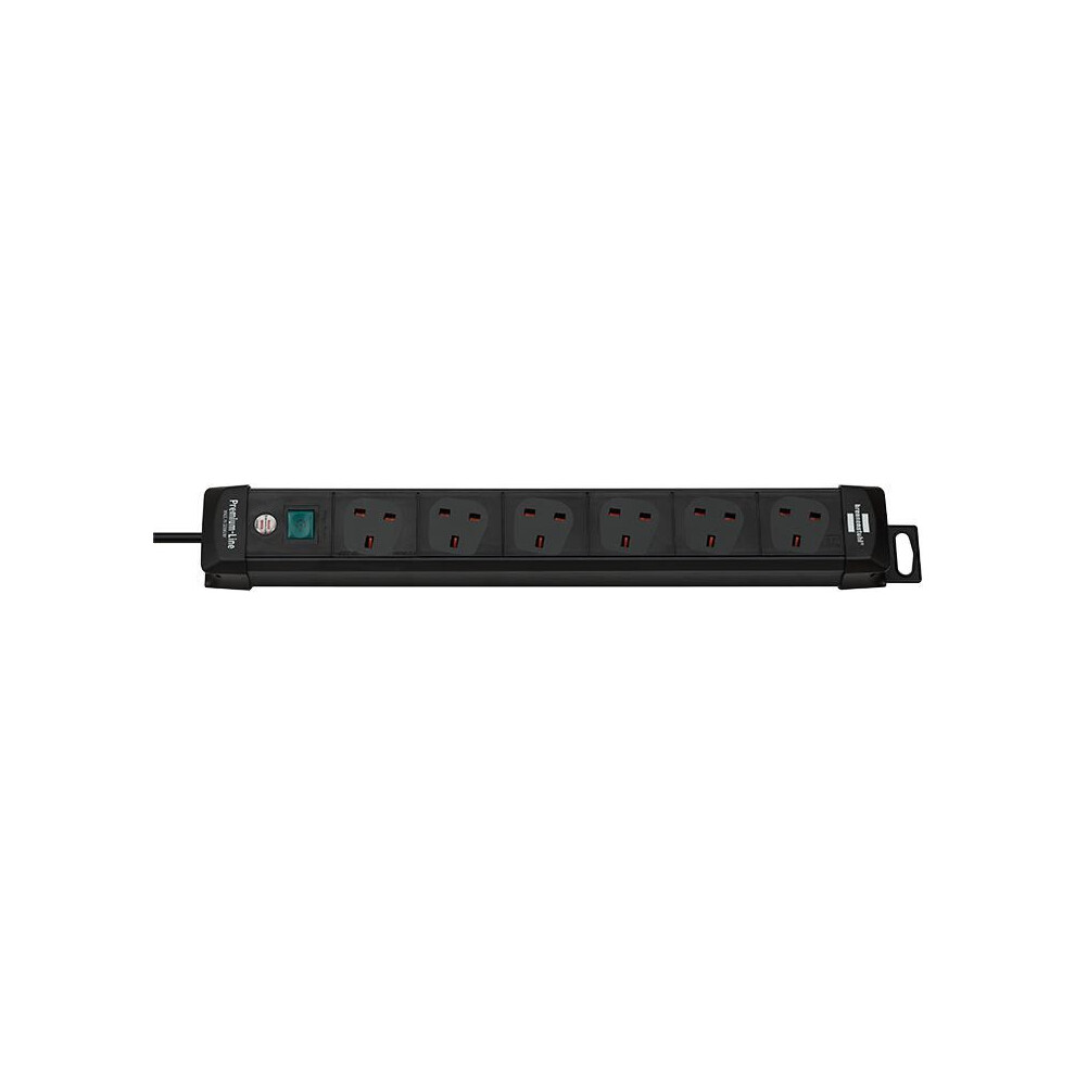 Brennenstuhl - Premium-Line 6 Way Switched Extension Lead, 3M Black 3561214132613