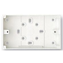 MK - 2 Gang White PVC Surface Back Box, 2x Oval Push-Out