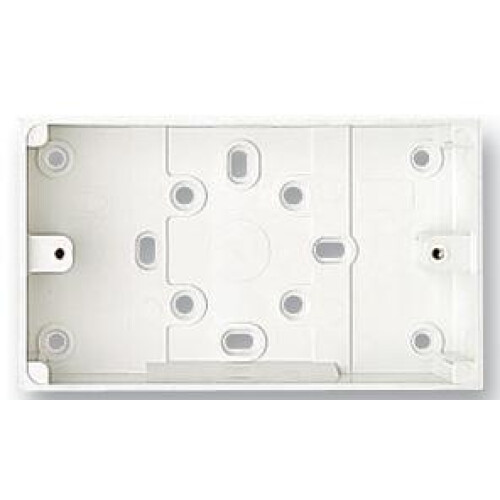 MK - 2 Gang White PVC Surface Back Box, 2x Oval Push-Out