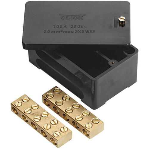 CLICK - 100A 2 Pole 5x35mm² Link Box, Black