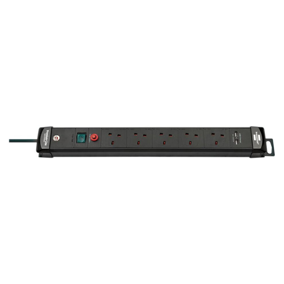 Brennenstuhl - Premium-Line Fb Mains Extension Lead With Usb Charging, 5 Gang, 3M Lead, Black 3561214172671