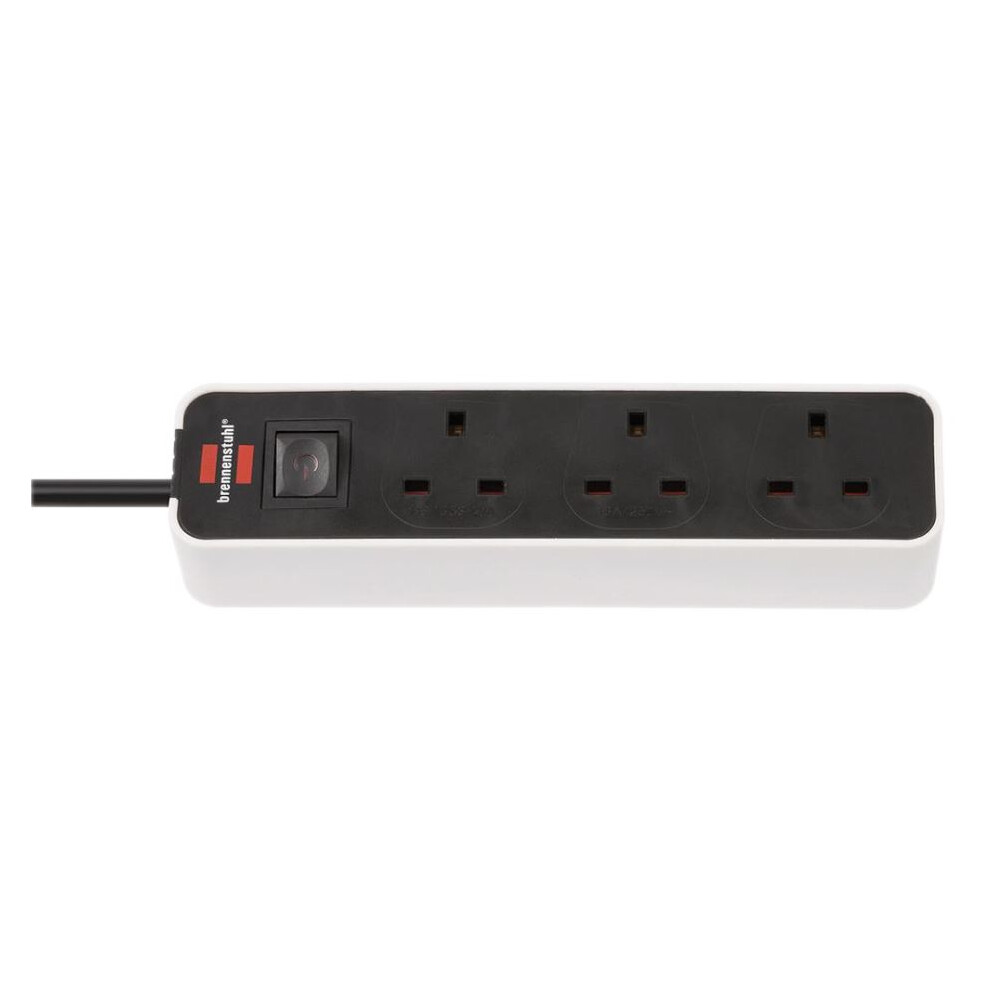 Brennenstuhl - Ecolor Mains Extension Lead, 3 Gang, 1.5M Lead, Black/White 3561214172800