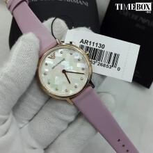 ARMANI AR11130 WOMEN'S WATCH PINK STRAP WHITE DIAL ROSE GOLD CASE