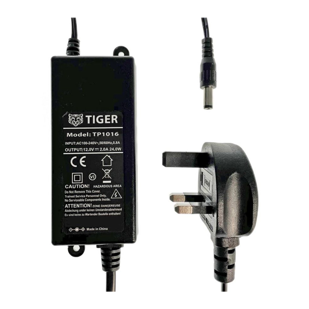 Tiger Power Supplies - 12V, 2A, 24W, Lugged Power Supply (Level Vi), 2.1Mm Plug 3561224142602