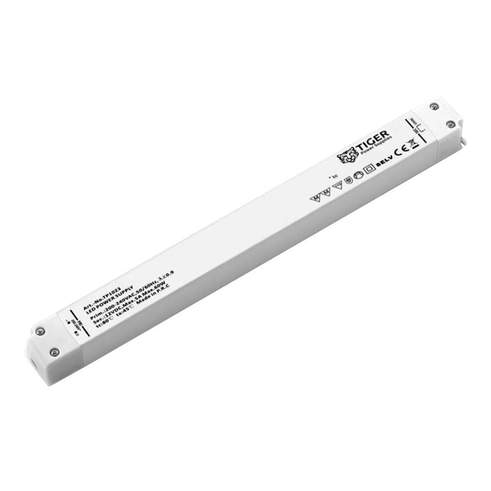 Tiger Power Supplies - 12V, 5A, 60W, Constant Voltage Slimline Led Driver 3561224142657