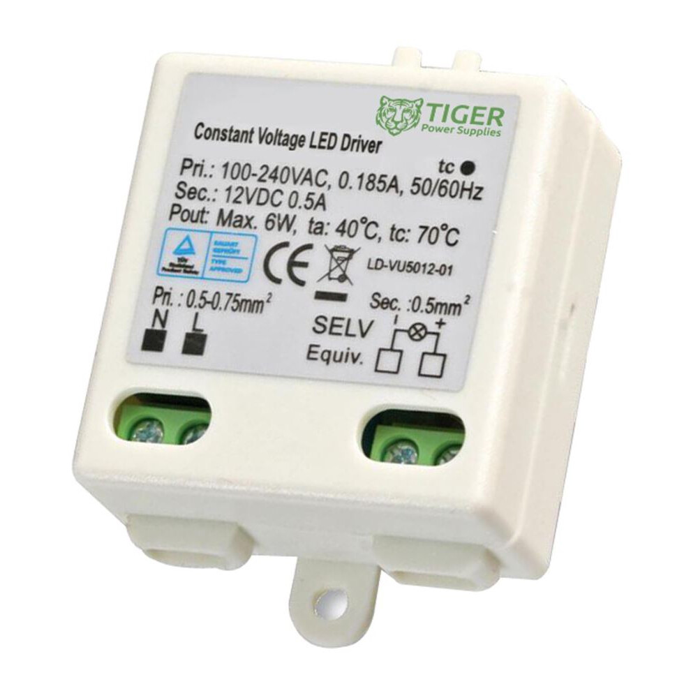 Tiger Power Supplies - 12V, 500Ma, 6W Minature Constant Voltage Led Driver 3561224142947