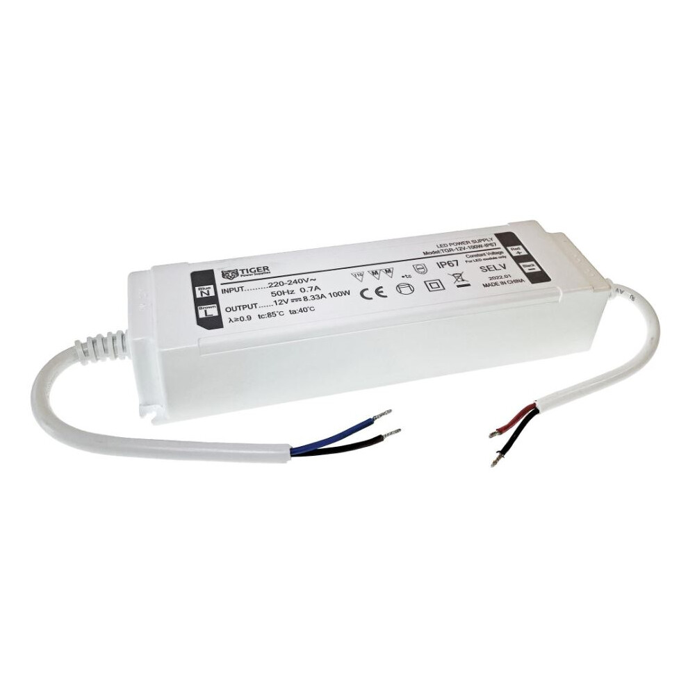 Tiger Power Supplies - 12V, 8.33A, 100W, Constant Voltage Led Driver, Ip67 3561224152540