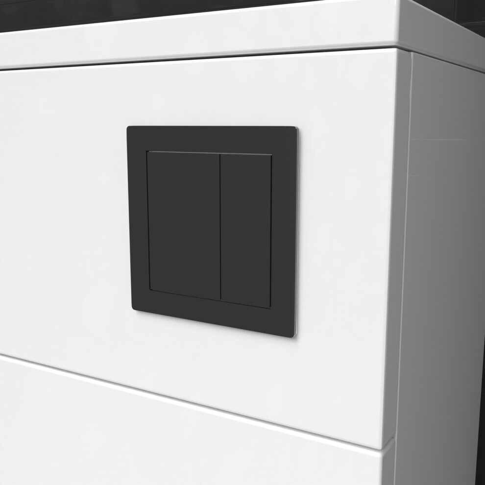 Nes Home Matt Black Square Button WC Flush Plate