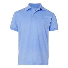 (S, Light Blue) Hanes Youth Ecosmart Jersey Polo