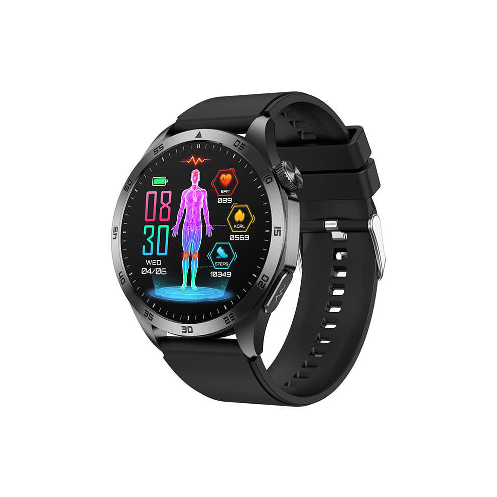 (Black Silicone) Smart Watch Men Women Blood Glucose Lipid Uric Acid Ecg Body Temperature Bt Call Health Smartwatch Black,Not,Specified 6942885893220