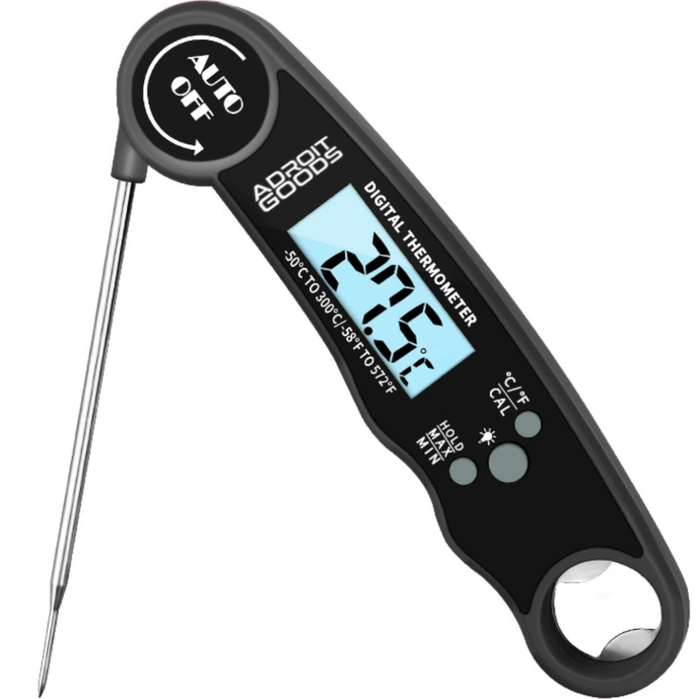 (Black) AdroitGoods Cooking Thermometer Digital - Waterproof - Bbq