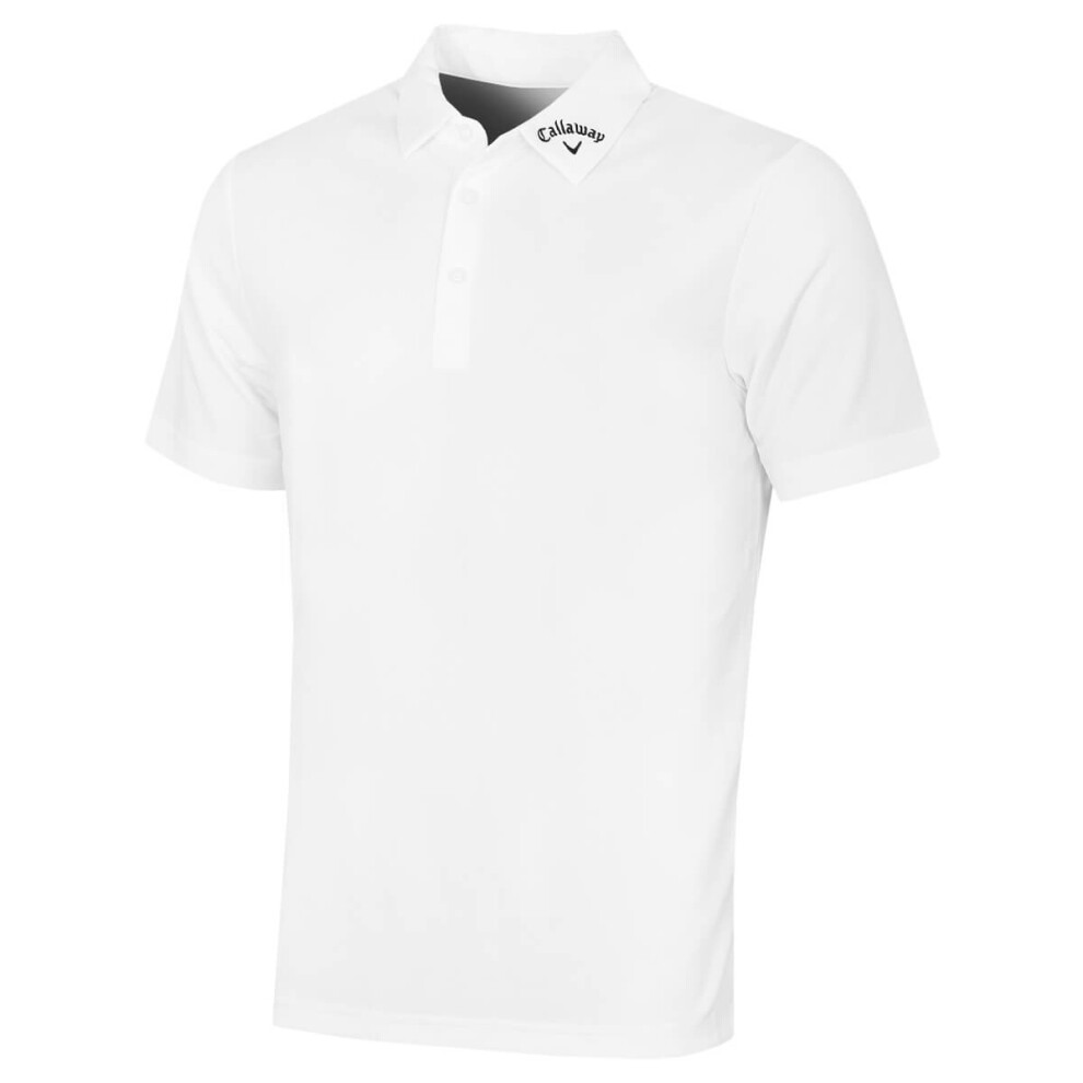 (L, Bright White) Callaway Golf Mens Ace Micro Texture OptiDri SwingTech Polo Shirt