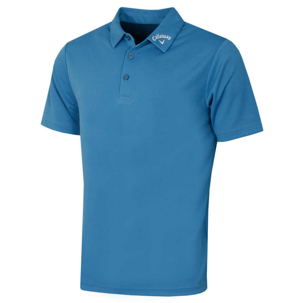 (S, Vallarta Blue) Callaway Golf Mens Ace Micro Texture OptiDri SwingTech Polo Shirt