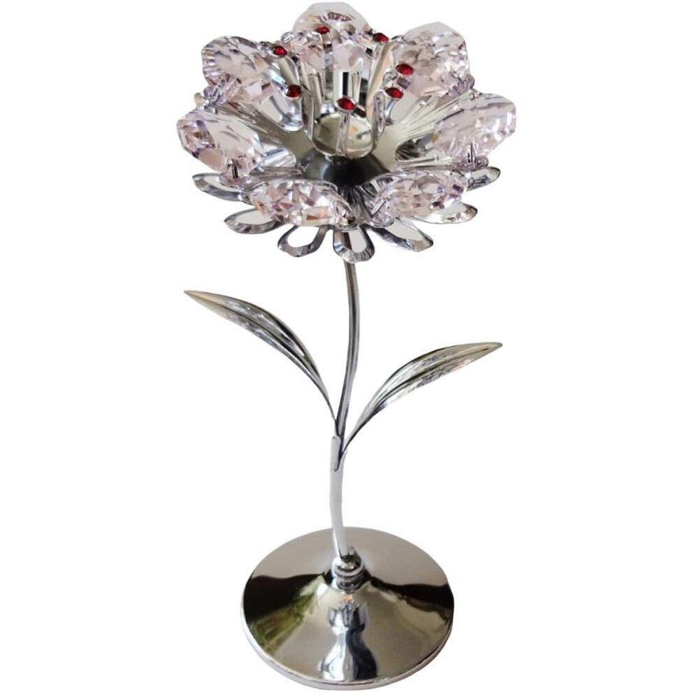 Crystocraft Pink Sun Flower Crystal Ornament With Swarovski