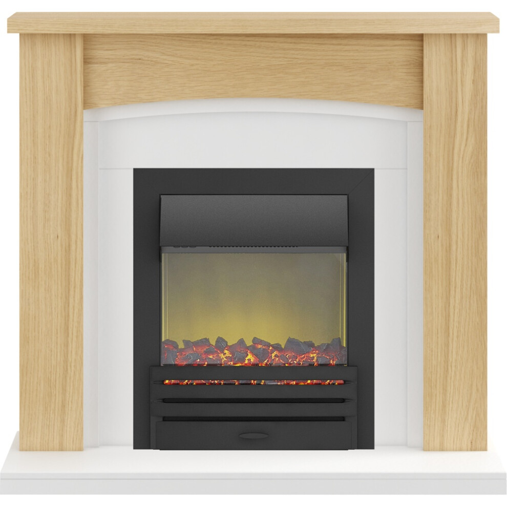 Adam Chilton Fireplace Suite in Oak with Eclipse Electric Fire in Black, 39 Inch