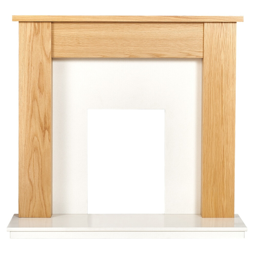 Adam Buxton Fireplace in Oak & White Marble, 48 Inch