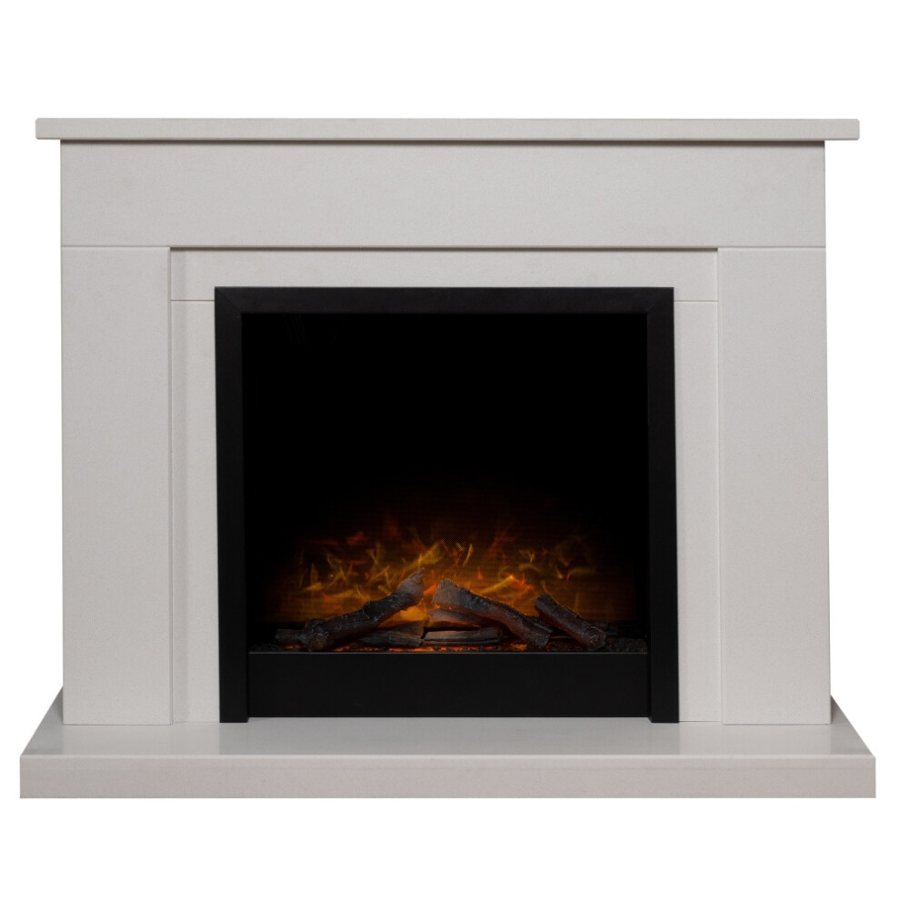 Adam Brixton White Marble Fireplace with Ontario Black Electric Fire, 43 Inch