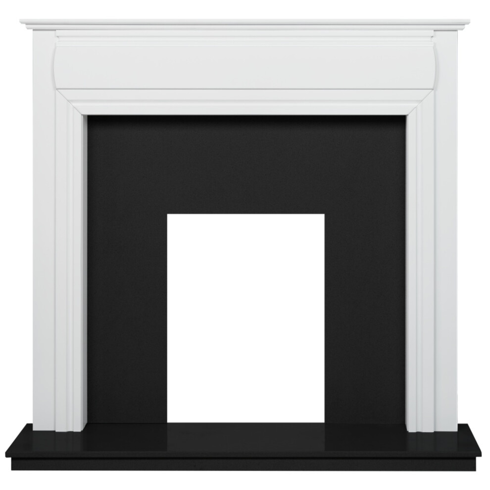 Adam Honley Surround in Pure White & Black Granite Stone, 48 Inch