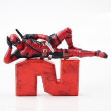 (D with Box) 7-10cm Marvel Avengers Deadpool X-Men Corps with Sword Weapons Number Mini Model Toys Dolls