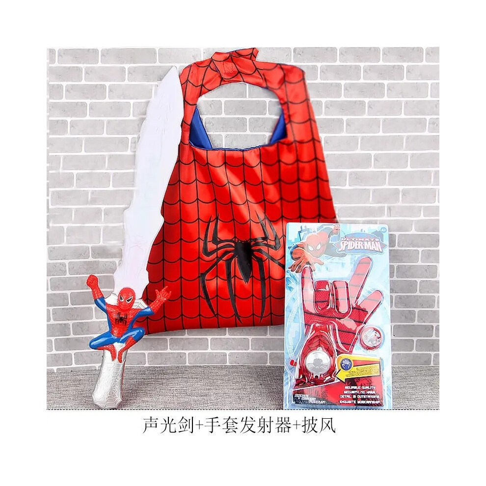 (3pcs-5) Spider-Man luminous toy children's launcher sound and light sword weapon shield toy set gift