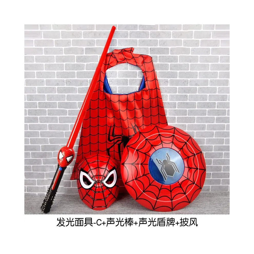 (4pcs-2) Spider-Man luminous toy children's launcher sound and light sword weapon shield toy set gift