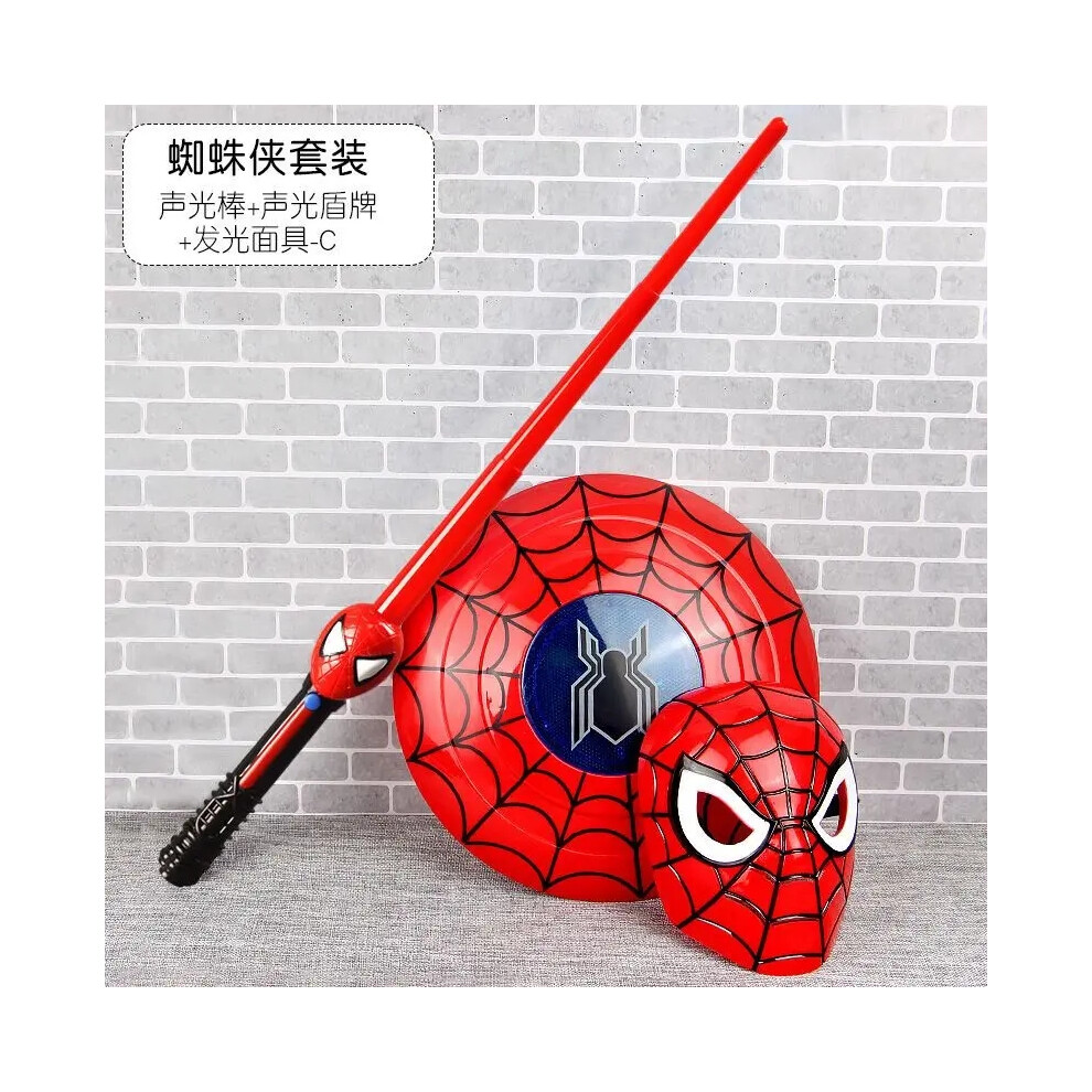 (3pcs-8) Spider-Man luminous toy children's launcher sound and light sword weapon shield toy set gift