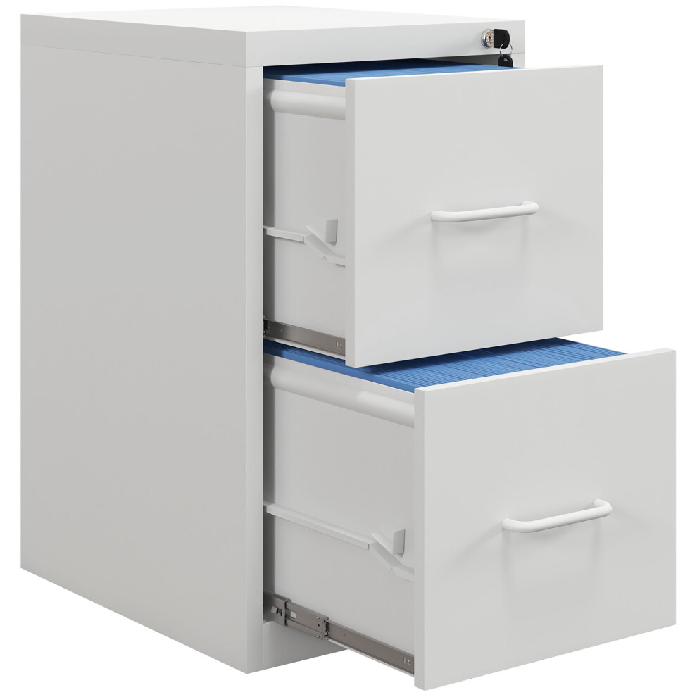 HOMCOM 2 Drawer Filing Cabinet Steel File Cabinet For A4 Letter Size White