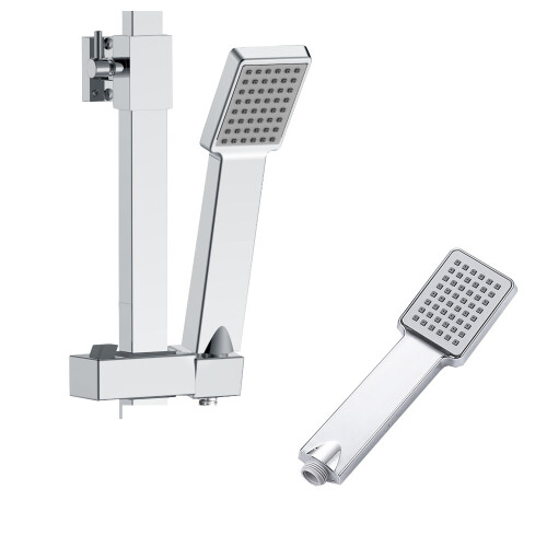 AICA Modern Square Chrome Exposed Thermostatic Mixer Shower Head Handheld 2