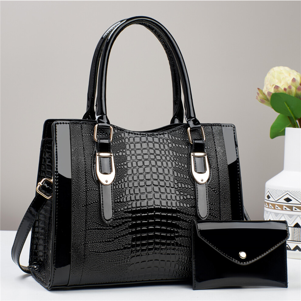 Sloert (Black) Pattern Crocodile Stylish Handbag For Women Large Capacity Chic Tote Bag In Black Coffee Brown Khaki Blue Yellow Red Green Perfe