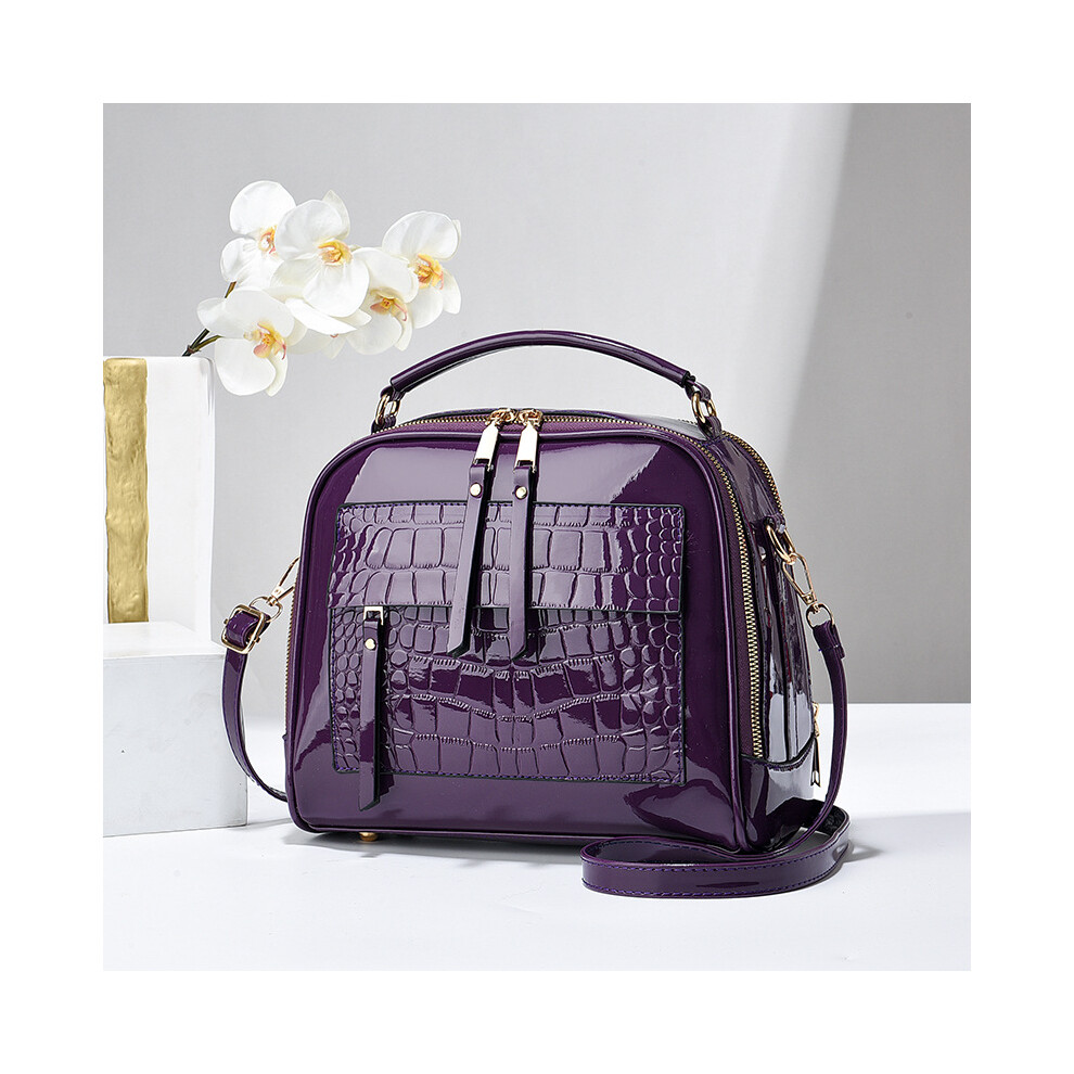 Rywolt (Purple) Crafted Beautifully Retro Crocodile Print Shiny Handbag Ideal For Casual Outfits