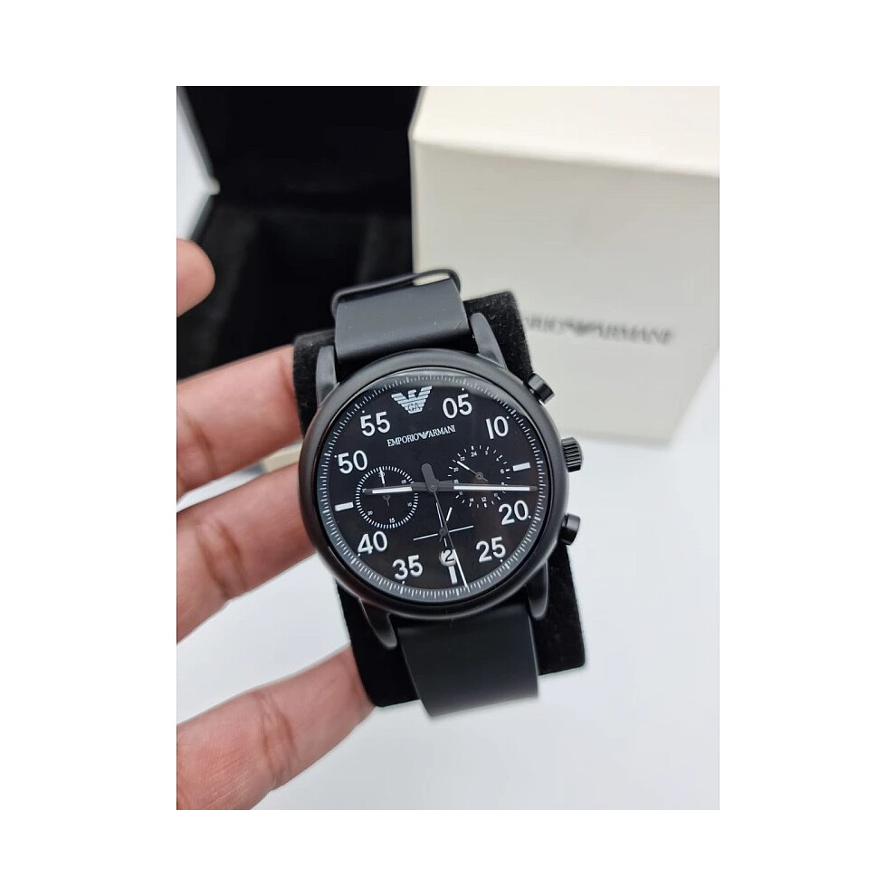 EMPORIO ARMANI AR11133 MEN'S WATCH BLACK STRAP BLACK DIAL BLACK CASE