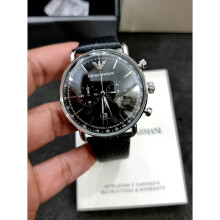 EMPORIO ARMANI AR11143 MEN'S WATCH BLACK STRAP BLACK DIAL SILVER CASE