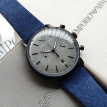 EMPORIO ARMANI AR11144 MEN'S WATCH BLUE STRAP GREY DIAL GREY CASE
