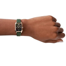 ARMANI AR11149 WOMEN'S WATCH GREEN STRAP BLACK DIAL ROSE GOLD CASE