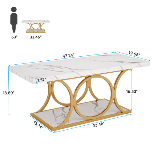 Tribesigns Tribesigns Rectangle Coffee Table, 120 cm Modern Coffee Tables 1