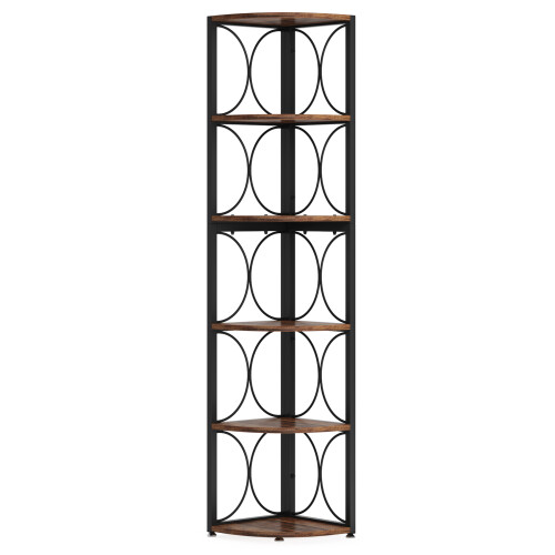 Tribesigns Tribesigns 67 inch Tall Corner Shelf, 6 Tier Rustic Corner Bookshelf 1