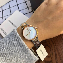 ARMANI AR11157 WOMEN'S WATCH SILVER ROSE GOLD STRAP WHITE DIAL