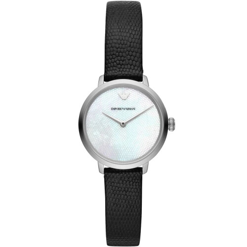 Armani ARMANI MINI AR11159 WOMEN'S WATCH BLACK STRAP WHITE DIAL SILVER CASE 1