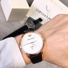 ARMANI AR11163 MEN'S WATCH BROWN STRAP SILVER DIAL ROSE GOLD CASE