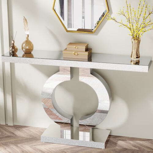 Tribesigns Tribesigns 43-Inch Mirrored Console Table, Modern Entryway Table 1