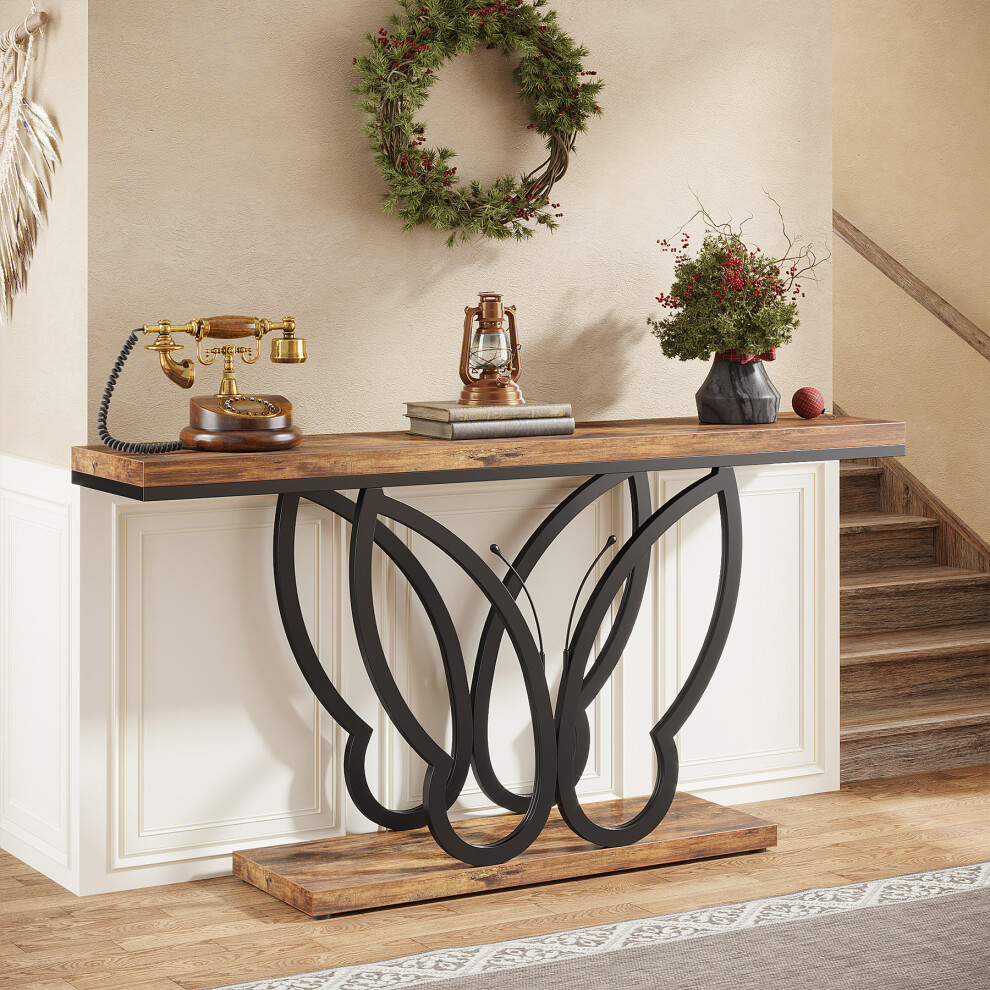 Tribesigns Console Table, Entryway Table with Butterfly Metal Frame
