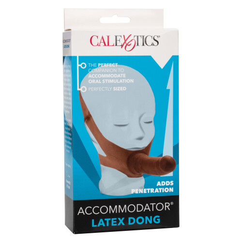 CalExotics Accommodator Dong | Face Strap On Dildo | Brown Amazing Oral Pleasure