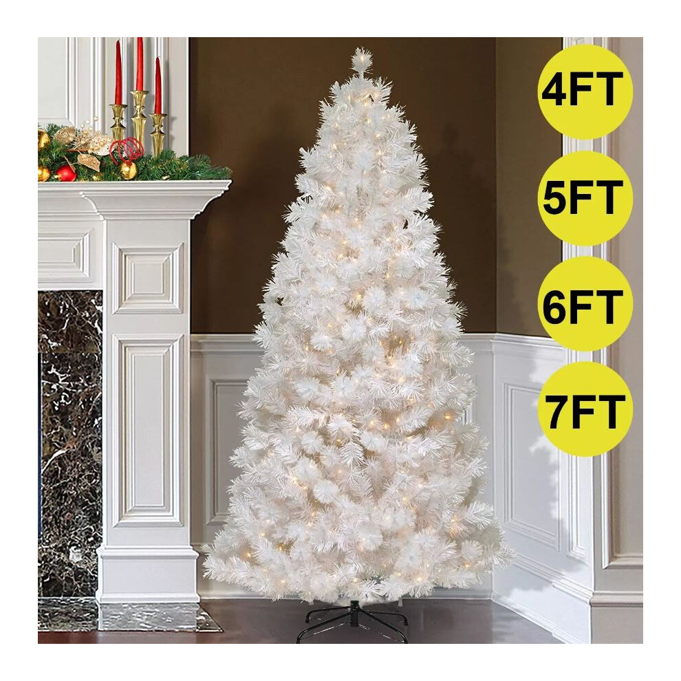 (7 Ft) Christmas Tree With Led Lights Artificial Pre Lit White