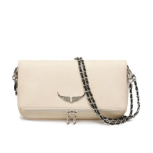 (White) Zadig&voltaire Chain Shoulder Purse For Women Soft Leather Quilted Fashion Message Crossbody Bag