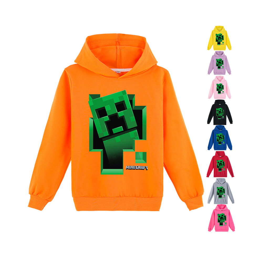 (Red, 8-9Years) Minecraft Hoodie For Unisex Kids, Creeper Printed Hooded Sweatshirts, Long Sleeve Pullover Tops For Boys And Girls, Gamer Gift