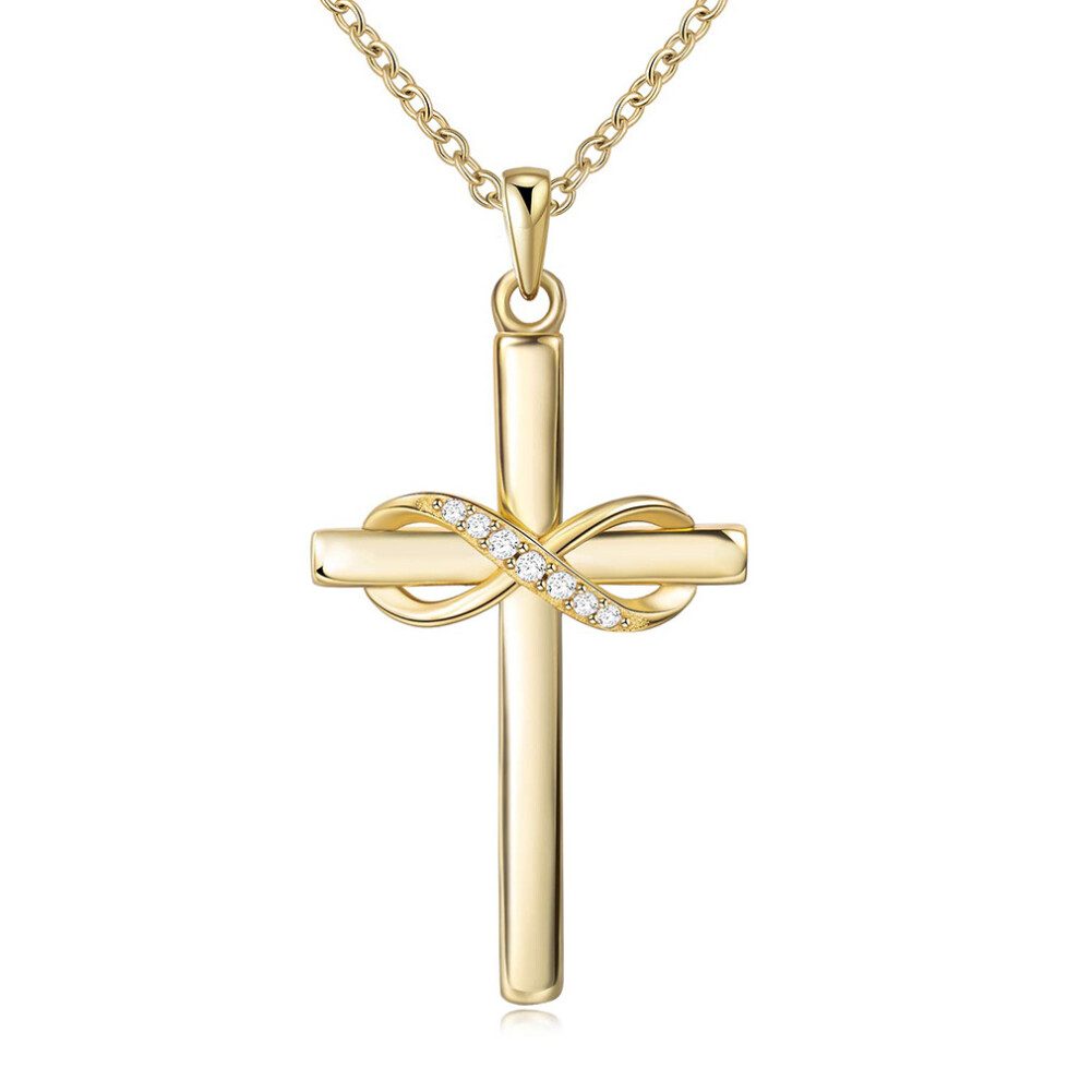 (Gold) 925 sterling silver cross necklace cross jewelry christ gift Girlfriend Cross Jewelry