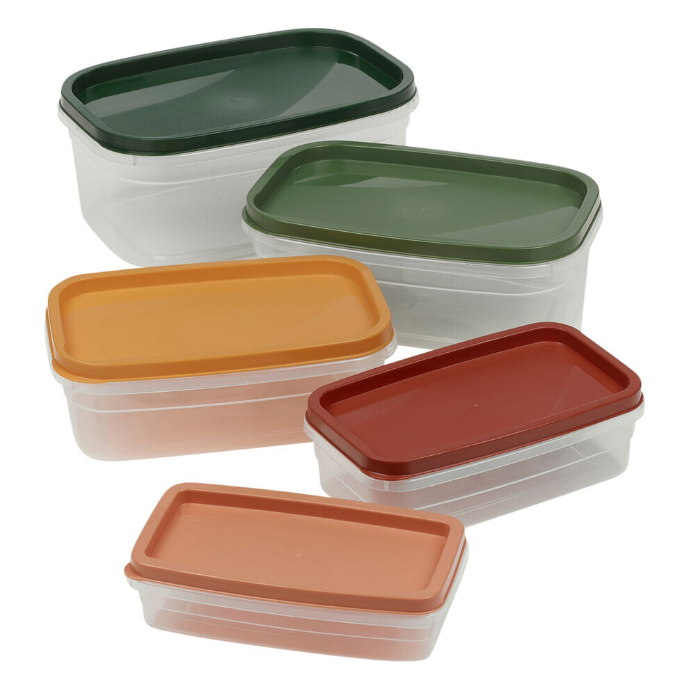 (5Pc Rectangle Set) 5-Piece Plastic Food Storage Set with Airtight Lids