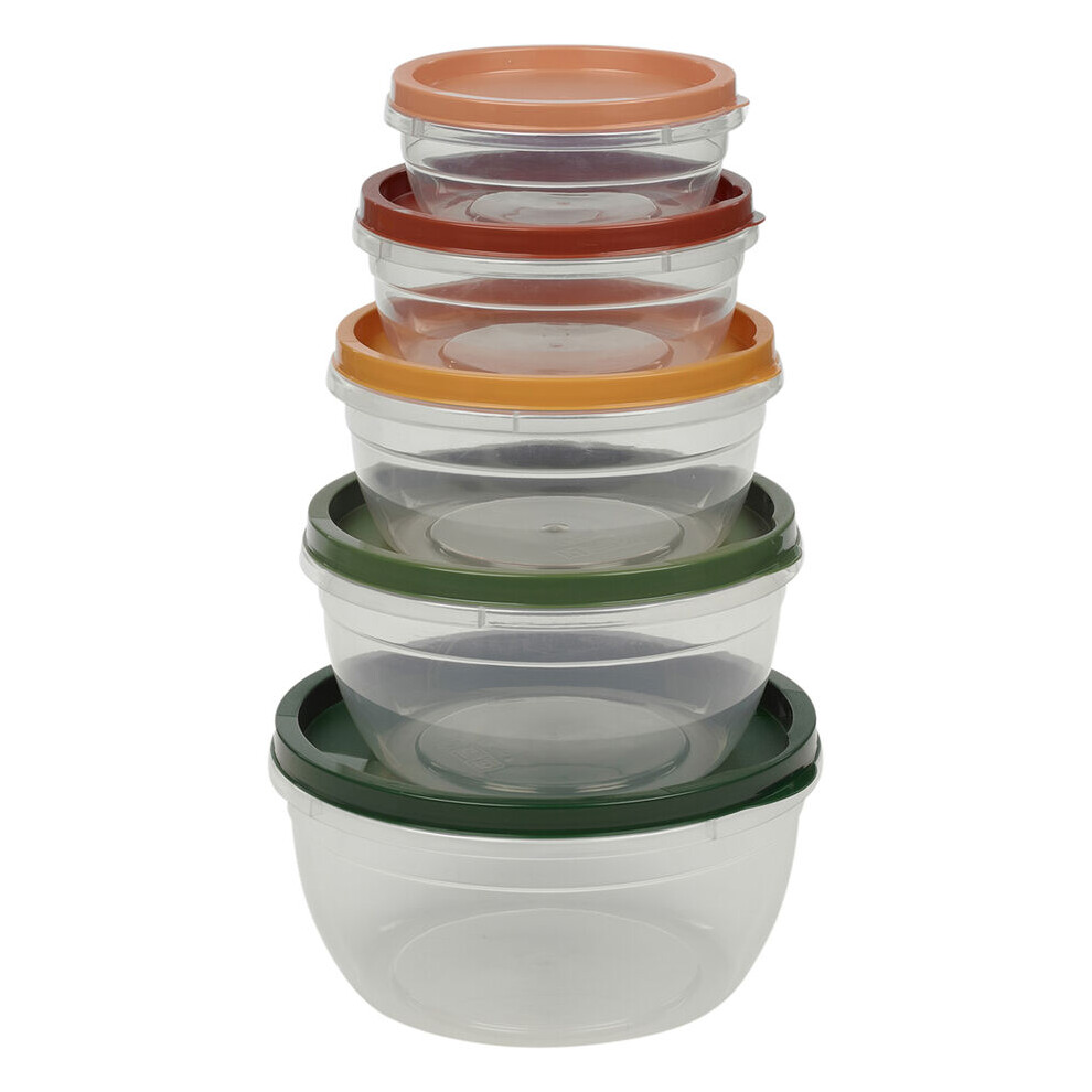 (3xRound Sets) 5-Piece Plastic Food Storage Set with Airtight Lids