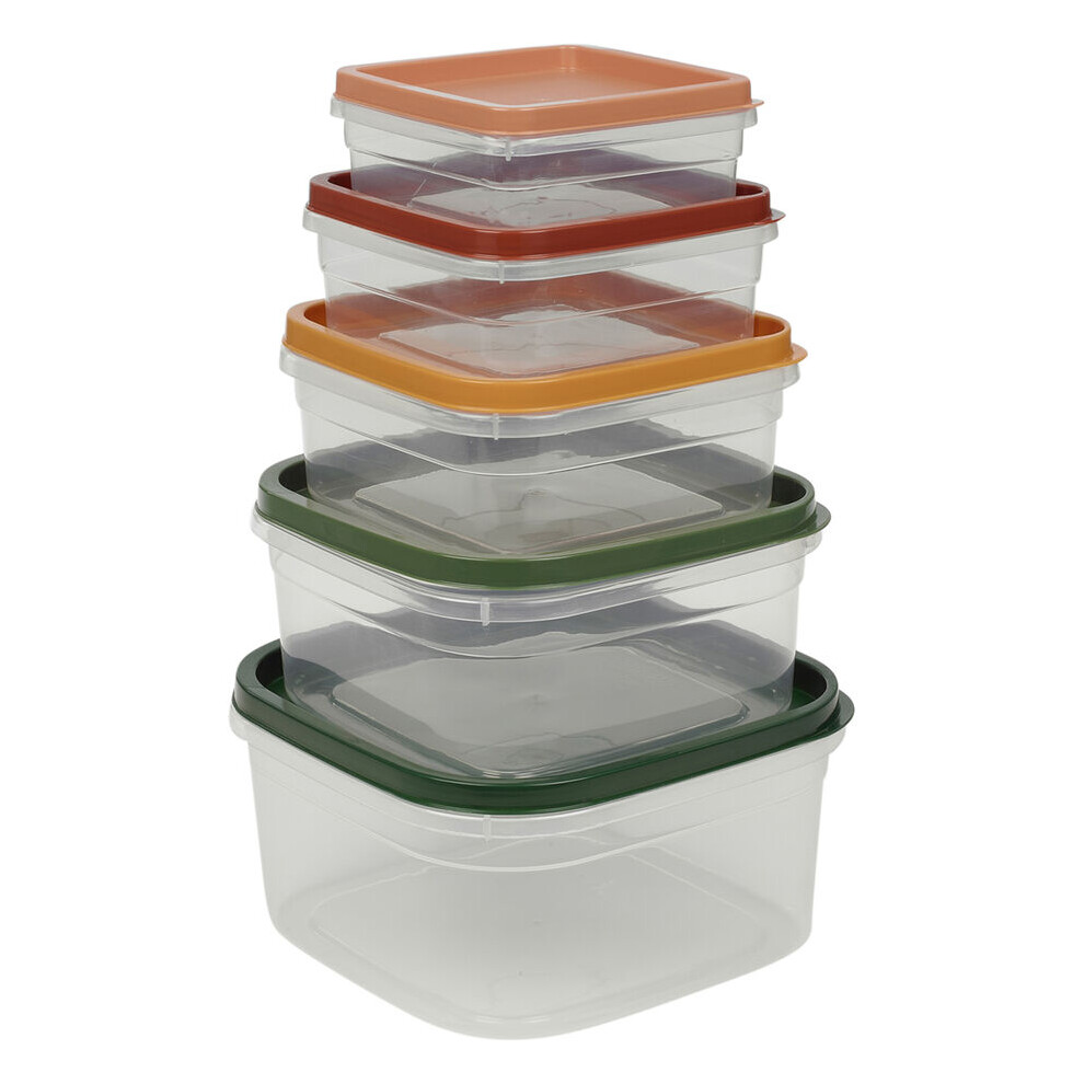 (3xSquare Sets) 5-Piece Plastic Food Storage Set with Airtight Lids