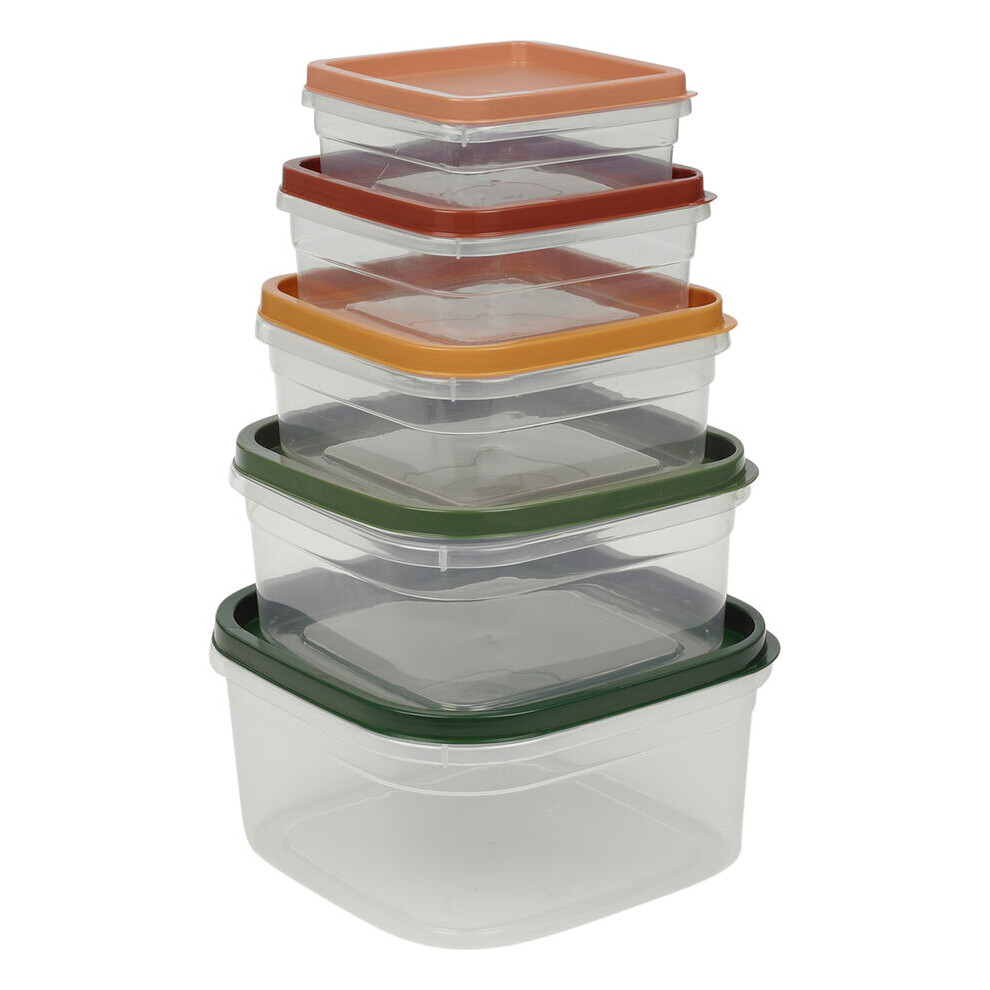 Urbn-Chef (3Xsquare Sets) 5-Piece Plastic Food Storage Set With Airtight Lids